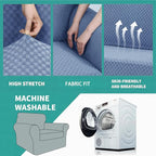 YEMYHOM Latest Checkered 2 Pieces Chair Covers for Living Room High Stretch Thickened Chair Slipcovers with Arms Anti Slip Elastic Armchair Sofa Couch Protector (Light Blue), 31"-46"(1 Cushion)