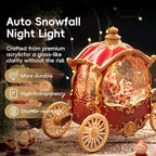 Christmas Snow Globe Carriage with Santa Claus – Vintage 8 Songs Musical Box, Automatic Snowfall, Led Light, USB or Battery Powered,for Christmas Festival Home Fall Decoration Gifts, Red