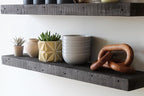 Urban Legacy Reclaimed Barnwood Planks | Floating Shelves for Wall w/Flush Mount Shelf Bracket Set Included | Set of 2 (Coffee Bean, 24"x7"x 2")
