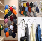 Dseap Accordian Wall Hanger: 16” High Wooden Wall Expandable Coat Rack, Hat Rack Holder, Accordion Hook for Baseball Caps, Coats, Mugs, 13 Peg Hooks, Black & White