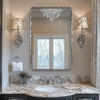 ANDY STAR Hand-Forged Silver Bathroom Mirrors for Wall, 22x30 Inch Vintage Solid Steel Metal Frame Bathroom Vanity Mirror, Antique Rounded Rectangle Wall Mirror, Hangs Horizontally or Vertically