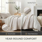 Southshore Fine Living, Inc. King Quilt Bedding Set, Quilted Comforter, Coverlet Bed Spread for California Kings, Luxury Bedding King Quilt Set, Lightweight Quilted Bedspread w/Shams, Bone (Pack of 2)