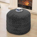 Unstuffed Ottoman Pouf Cover – Round Faux Fur Footstool Plush Floor Pouf (No Filler Included) Perfect for Living Room, Bedroom, or Office Lounge (Gray, 26x26x18 in)