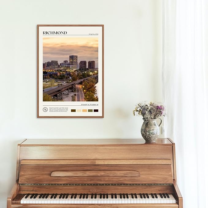 StudioUBILA Richmond Wall Art Poster, Decorative Cityscape Landscape Art Prints, Home Decor Wall Art Print for Bedroom Living Room Kitchen Decorations, Unframed