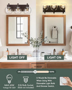 Bathroom Light Fixtures Over Mirror, 3-Light Oil Rubbed Bronze Vanity Light with Clear Glass Globe Shade, Modern Sconces Wall Lighting, Bathroom Wall Lights for Bedroom Hallway, VL195-ORB-3