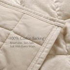 KASENTEX Greek Velvet Queen Quilt Set, 3× Softer Luxe Sheen, 100% Cotton Backing, 150GSM Down-Alternative Fill, Expanded 98×98" Coverage for Fuller Side Drape (1 Quilt + 2 Pillow Shams), Sandshell