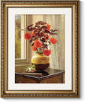 ARPEOTCY Vintage Gold Framed Wall Art Decor, Living Room Bedroom Floral Oriental Poppy Coleus Pictures Wall Art, Farmhouse Retro Decor, Antique Picture Frame Vintage Paintings,13x16 Inch