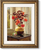ARPEOTCY Vintage Gold Framed Wall Art Decor, Living Room Bedroom Floral Oriental Poppy Coleus Pictures Wall Art, Farmhouse Retro Decor, Antique Picture Frame Vintage Paintings,13x16 Inch
