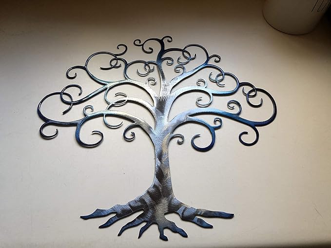 Handcrafted Swirled Tree of Life Metal Wall Art for Home
