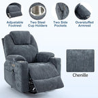 Electric Lift Recliner Chair, Overstuffed Zero-Gravity Recliner with Assisted Standing, Extra Wide Sofa with 8-Point Vibration Massage & Lumbar Heating, Medium-Soft, Blue