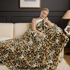 Cozy Bliss Luxury Faux Fur Throw Blanket Leopard Print, Non Shedding Double Sided Sherpa Blankets Super Soft Fluffy Thick Warm Throws Home Decor for Couch Bed Sofa Women,60"*80"Inches Brown Leopard