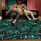 4x6 Gaming Rug for Boys Room - 3D Printed Games Theme Fluorescent Green Gamer Area Rug for Livingroom Teen Boy Gamer Room Rug Decor Video Game Area Carpet for Bedroom,Game Room
