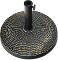 Tangkula 27 lbs Round Resin Patio Umbrella Base, Heavy-Duty Outdoor Umbrella Stand W/Adjustable Knob, All-Weather Resistance, Rattan Design, Suitable for Poolside, Yard, Street, Easy Assembly