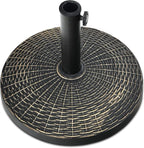 Tangkula 27 lbs Round Resin Patio Umbrella Base, Heavy-Duty Outdoor Umbrella Stand W/Adjustable Knob, All-Weather Resistance, Rattan Design, Suitable for Poolside, Yard, Street, Easy Assembly