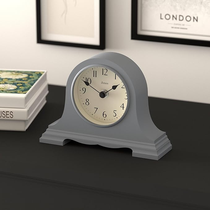JONES CLOCKS® Speakeasy Mantel Clock | Classic Napoleon’s hat Design | French Navy | Contemporary Classic Style for Desk, Table, Shelf or Bedside