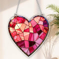 Acrylic Heart Gifts for Women Lovers Pink Valentine's Day Stained Glass Design Hanging Ornaments, Ornaments for Home Window & Car Decor, Sun Catcher for Home Decor