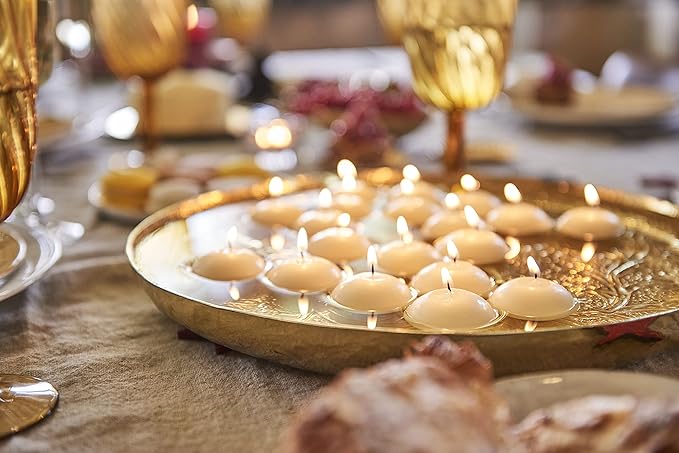 BOLSIUS Ivory Floating Candles 3 inch - 12 Pack Water Candles - Premium European Quality - 8 Hour Clean Burning - No Palm Oil - 0% Animal Fat - Cotton Wick - Centerpiece Decor, Romantic Wedding Events