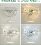 2-Lights Crystal Icicle Prisms Drops Wall Sconce Light for Living Room Dining Room Bathroom Vanity Mirrors Hallway Bedroom Closet Stairway (Chrome)