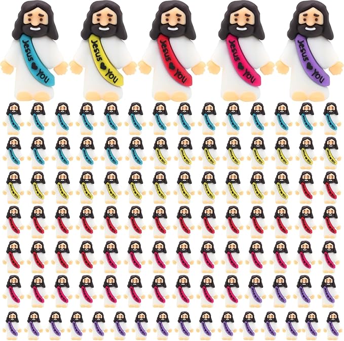 100 Pack Little Jesus Figurines in Bulk, Pocket Jesus Loves You, Jesus Small Figures, Little Tiny Jesus Figures for Church Christmas Party Favors Baptism Gifts Religious Gifts for Easter Egg Stuffers