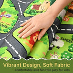 Zoo Adventure Kids Car Rug, Cute Animal Play Mat with Non-Slip Backing, Kids Carpet with Lions, Tigers & Giraffes for Educational and Fun Playtime, 60"x36"