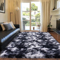 Rugs for Living Room 10x14, Soft Shaggy Modern Shag Area Rug for Bedroom, Upgrade Non-Slip Plush Fluffy Carpet for Kids Boys Girls Room Home Decor Aesthetic,Black and White