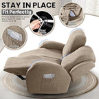 VANSOFY Recliner Loveseat Cover, 6-Pieces Stretch Dual Recliner Sofa Cover Soft Jacquard Reclining Couch Slipcover Furniture Protector with Elastic Bottom for Kid, Pets(2 Seat,Khaki)