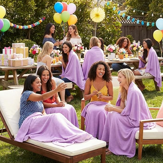 Shimeyao 24 Packs Fleece Throw Blanket Soft Warm Lightweight Fleece Blanket Cozy Throw Bulk for Home Bed Couch Sofa Office Wedding Gifts Suitable for Seasons, 50 x 60 Inches(Lavender Purple)
