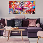 CIRABKY Dance Canvas Wall-Art for Bedroom Girls - Graffiti Wall Art for Living Room - Colorful Pictures Big Poster Size 29" x 59"