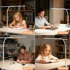 Dual-Head LED Desk Lamp for Office Home, Adjustable Flexible Eye-Caring Desk Light, 5 Modes 10 Brightness Adjustment, USB Adapter Desk Lamp with Clamp-ST-W
