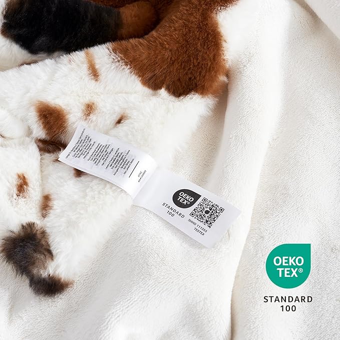 Cozy Bliss Cow Print Faux Fur Throw Blanket, Animal Printed Blankets Super Soft Warm Thick Fluffy Throws Home Decor for Couch Bed Sofa Women (Black&Brown Cow, 50x60 Inches)