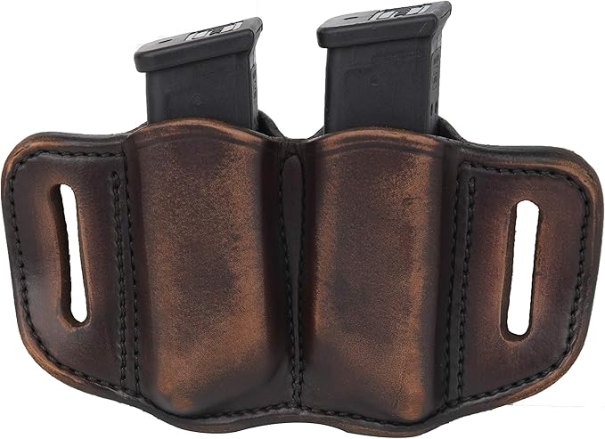 1791 Gunleather 2.2 Mag Holster - Double Mag Pouch for Double Stack Magazines, OWB Magazine Pouch for Belts