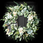 Lambs Ear Wreaths for Front Door Year Round, 20 Inch Green Artificial Wreath for Spring Summer Farmhouse Porch Indoor Outdoor Decor
