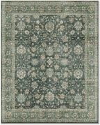 Washable 6x9 Area Rugs for Living Room, Boho Non-Slip Vintage Distress Large Rugs for Bedroom Dining Room Nursery Office, 0.3" Neutral Oriental Throw Thin Carpet, Sage Green/Blue/Multi