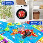 World Map ABC Kid Rug for Playroom 78.7"×59" Geography Classroom Play Rug Educational Baby Playmat Alphabet Rug for Primary School Fluffy Ployester Non-Slip Preschool Rug for Nursery Room