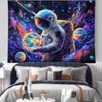 NYZE Astronaut Space Tapestry for Bedroom, Glow in the Dark Room Decor Wall Tapestries, Cool Galaxy Planet Wall Hanging, Wall Hanging for Men Guys Gamer Room Dorm Living Room 59in×51in