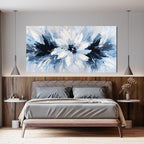 Canvas Oversized Wall Art Decor Large Wall Art For Living Room White Flower Wall Art Prints Modern Blue Wall Art Pictures 29"X58" Abstract Canvas Art Wall Decor Artwork for Walls Bedroom Office Decor