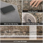 Washable 2x3 Entryway Rug, Boho Non-Slip Door Mat Vintage Distress Small Rugs for Kitchen Nursery Office Bedroom, 0.3" Neutral Oriental Throw Carpet with Cushioning Pad, Rust/Multi