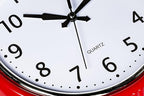 Bernhard Products Retro Wall Clock 9.5 Inch Red Kitchen 50's Vintage Design Round Silent Non Ticking Battery Operated Quality Quartz Clock