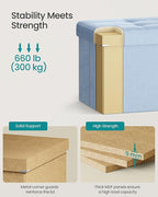SONGMICS Mazie Collection - 43 Inches Storage Ottoman, Foldable Storage Bench with Flipping Lid, 660 lb Load Capacity, for Entryway, Living Room, Bedroom, Velvet Fabric, Pale Blue ULSF078QQ03