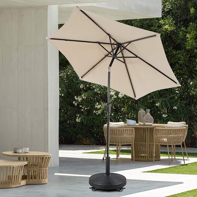 COBANA Patio Umbrella Base, Heavy-Duty Stand Resin Weights with Wheels for Outdoor Market Umbrella, 52lbs, Black
