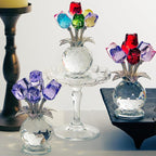 Crystal Rose Bouquet Flower Figurine Pink Purple and Red Flower Ornaments Gift for Lover