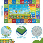 Unirea 5x7 Kids Rug for Playroom Bedroom Classroom, Washable Educational Play Mat with ABC Alphabet, Numbers, Animals for Living Room, Nursery, Colorful Learning Carpet for Toddlers, Rainbow