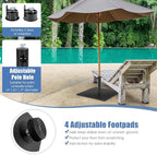 HAPPYGRILL 20” Patio Umbrella Base, 35 LBS Square Outdoor Market Umbrella Base Stand with 4 Adjustable Footpads, 1.6”/1.9” Adapters, Tightening Knob, Quick Setup, Weather-proof Umbrella Holder