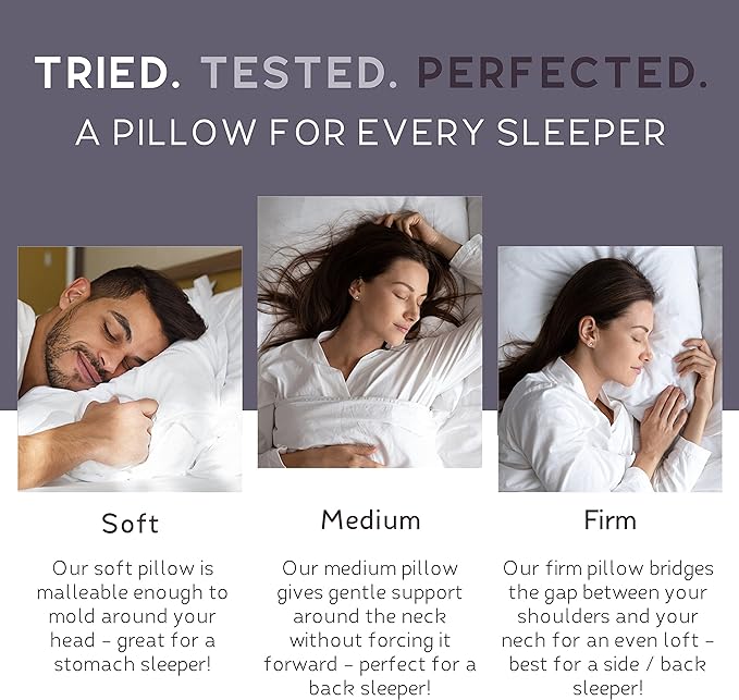Lincove Signature 100% Canadian White Down Pillow - Luxury Sleeping Pillow for Back, Stomach & Side Sleepers - 800 Fill Power Bed Pillow, 500 Thread Count, Made in Canada, Queen - Soft, 1 Pack