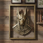 JJALIGHTS Animal Heads Wall Decor Anubis Resin Sculptures Anubis the Jackal-headed God Wall Hanging Decoration Imitation Copper vintage Wall Sculpture for Living Room Bedroom Office