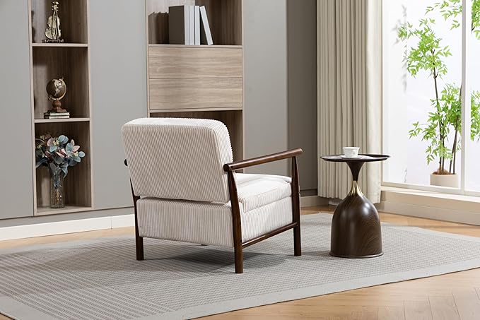KEIKI Mid Century Modern Accent Chair with Storage, Upholstered Lounge Chair with Hidden Compartment and Waist Cushion