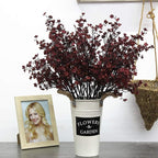 JAKY-Global Babys Breath Silk Artificial Flowers Burgundy 6 Bundle Fall Stems Fake Plants Decor Wedding Party Decoration Bouquets Real Touch DIY Home Garden,Farmhouse,Living Room (Autumn Red-6pcs)