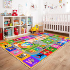 Kids Educational Rug 4' x 5', Kids Collection Area Rugs for Learning ABC Alphabet, Numbers, Colors, Animal Words and Season, Washable Playmat for Playroom Classroom Children Girls Boys Room