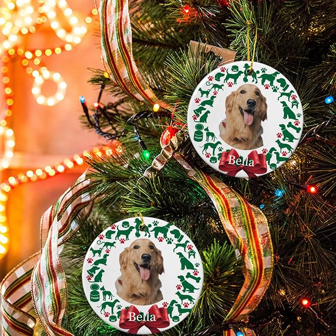 Personalized Custom Photo Ornaments for Christmas Tree - Ceramic Hanging Xmas Ornaments for Couples, Family, Wedding