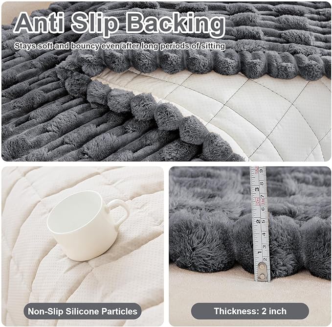 Couch Cover for Dogs, Non Slip Fuzzy Pet Couch Covers for Sofa,Couch Covers for Sofa Pet Friendly,Thick Soft Sofa Slipcovers Cushion Protector(Dark Gray, 28" x 59"/70 x 150cm)